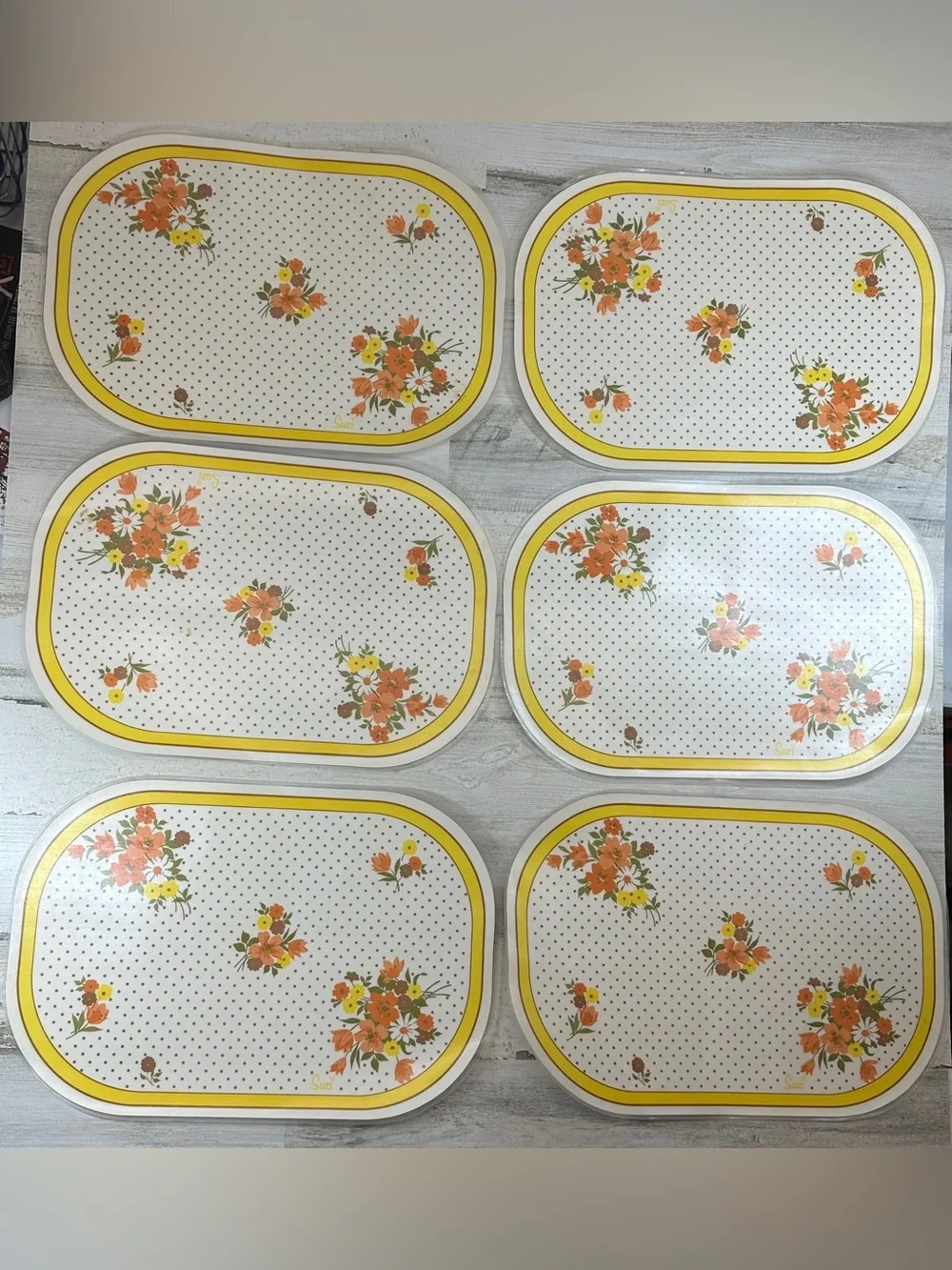 Vintage 1978 Suzi Double Sided Placemat Set of 6 mats